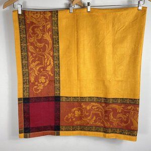 Texteis IRIS Portugal 100% Linen Jacquard Tablecloth 58" Antique Style Red Gold